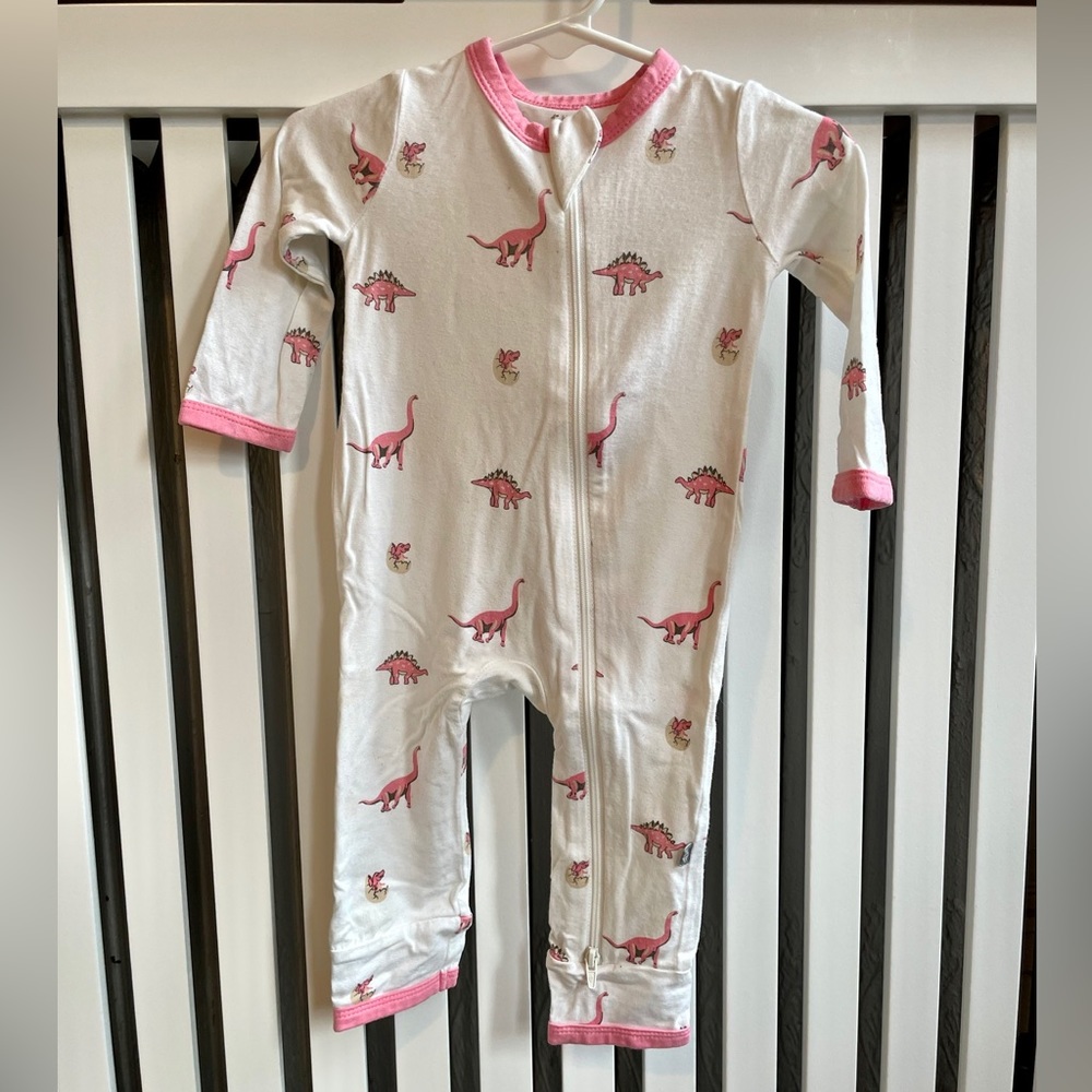 Kyte Baby Zippered Romper in Rose Jurassic Dinosaur